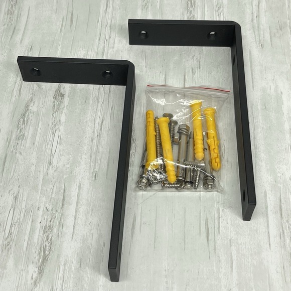 The Unbranded Brand Other - Heavy Duty Metal Shelf Brackets L Shaped Clear Coated Approximately 8X4X1" Set 2